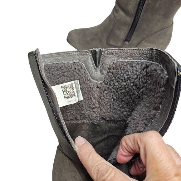 UGG Joely Wedge Boot 1012528 Gray Leather Zip Waterproof Lined Boots Size 7 - Picture 7 of 12